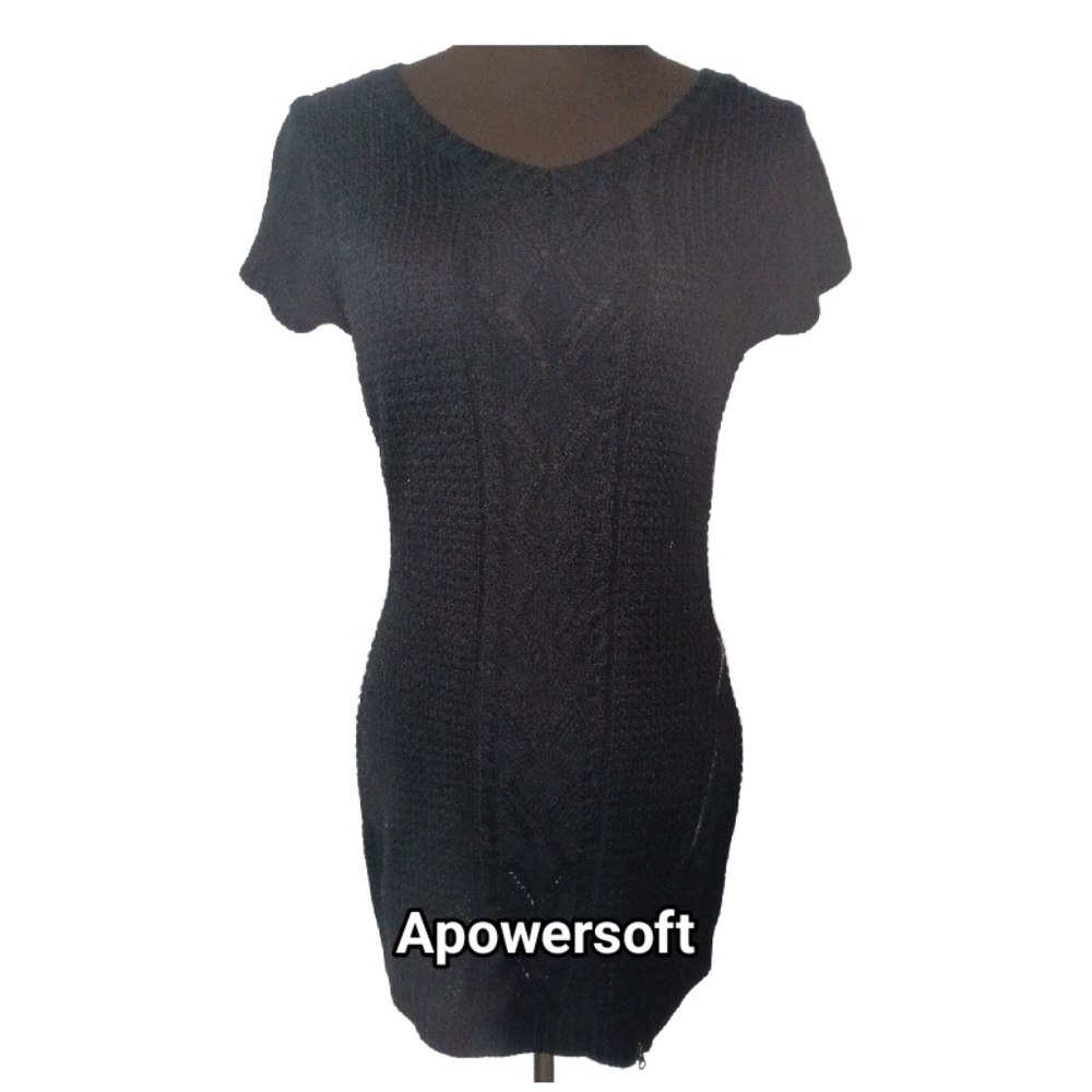 Black Knit Mini Sweater Dress